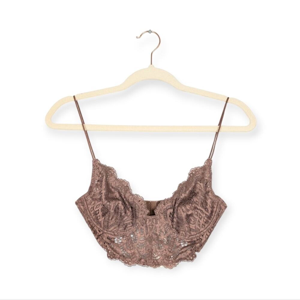 NWT Free People Intimately Hickory Brown Lace All Yours Bra Size XS